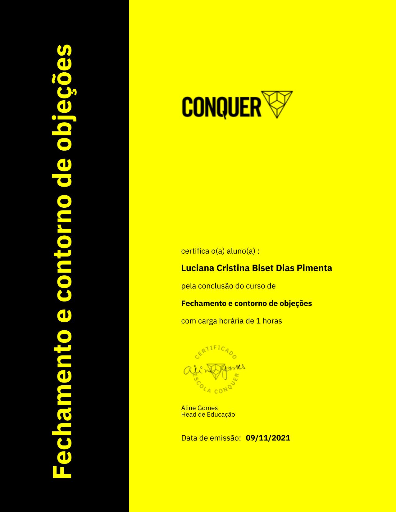 Certificado de Fechamento e contorno de objeções